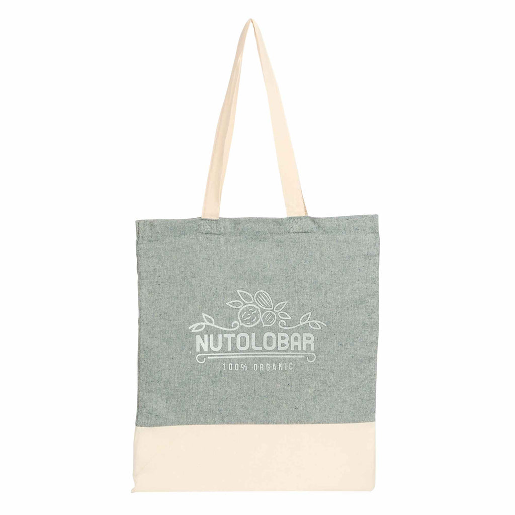 Split Color Block Recycled Convention Tote, 5 oz - Dark Green - Front