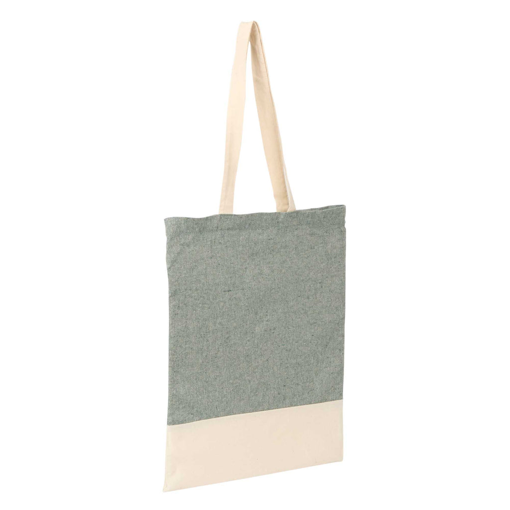 Split Color Block Recycled Convention Tote, 5 oz - Dark Green - Right Angle 2