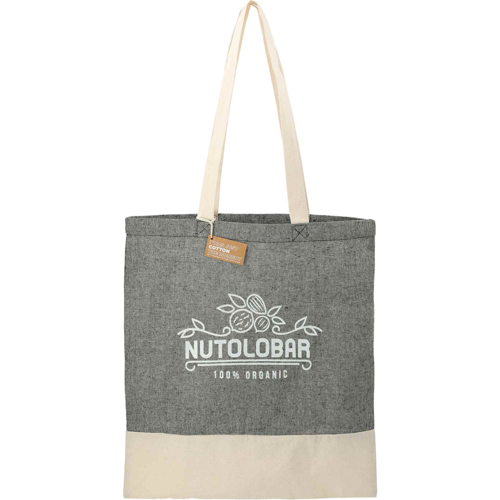 Split Color Block Recycled Convention Tote, 5 oz Transfer - Black - Front