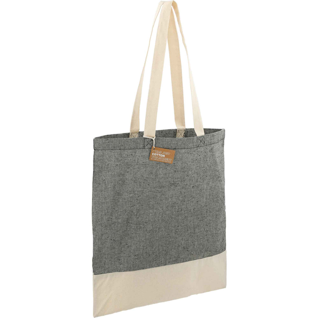 Split Color Block Recycled Convention Tote, 5 oz Transfer - Black - Right Angle 2