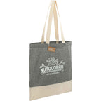 Split Color Block Recycled Convention Tote, 5 oz Transfer - Black - Right Angle