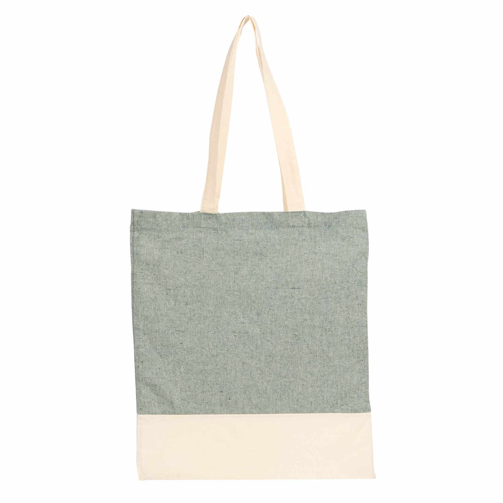 Split Color Block Recycled Convention Tote, 5 oz Transfer - Dark Green - Back