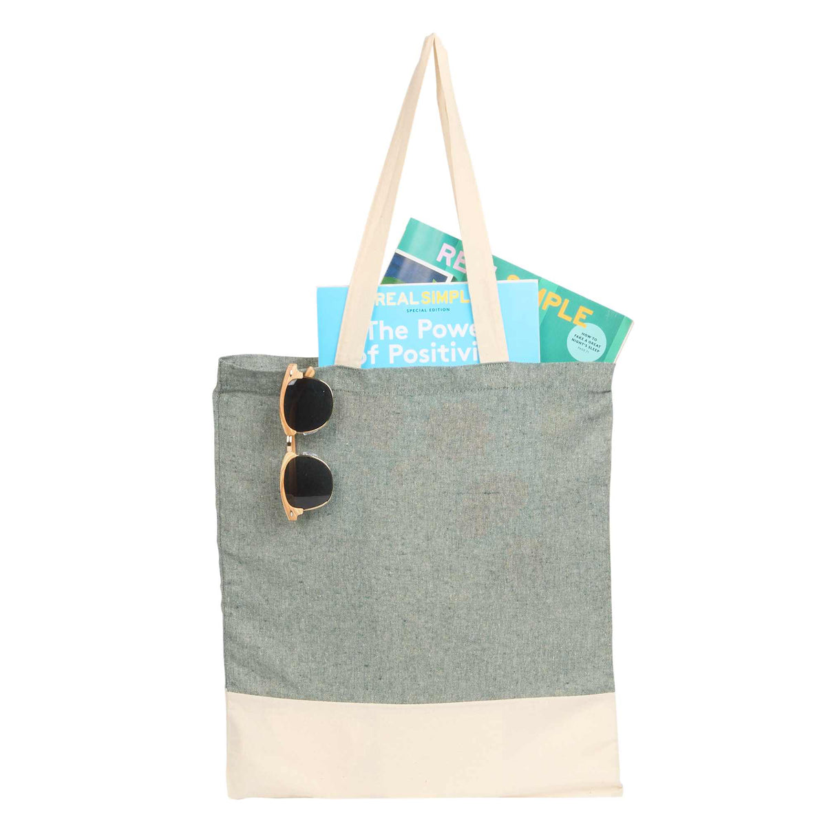 Split Color Block Recycled Convention Tote, 5 oz Transfer - Dark Green - Photo 2