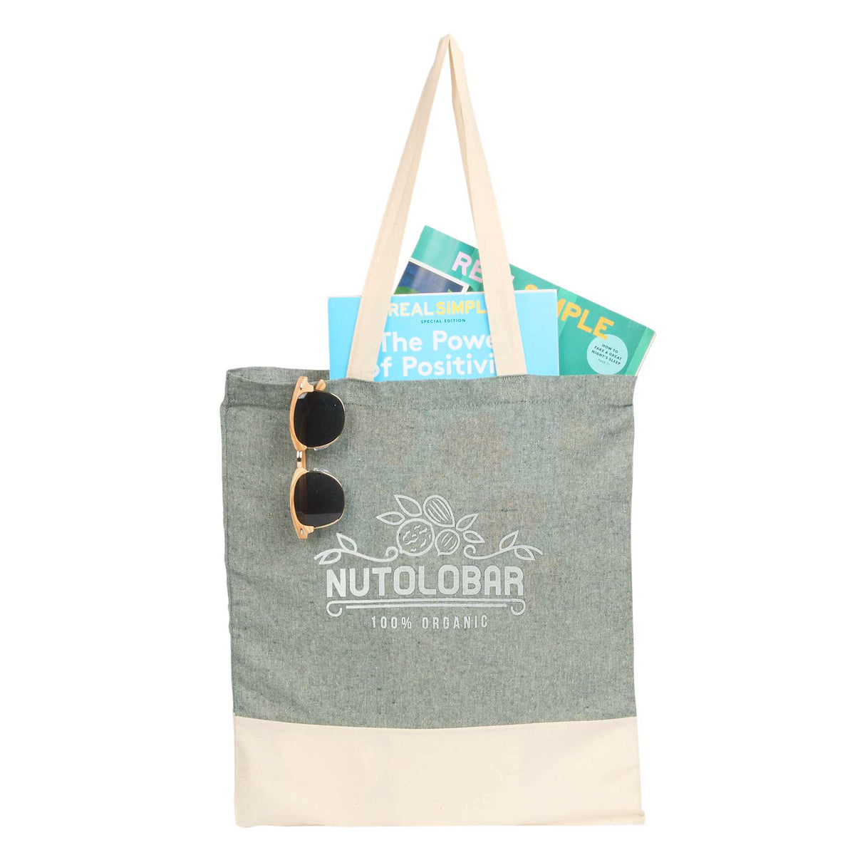 Split Color Block Recycled Convention Tote, 5 oz Transfer - Dark Green - Photo