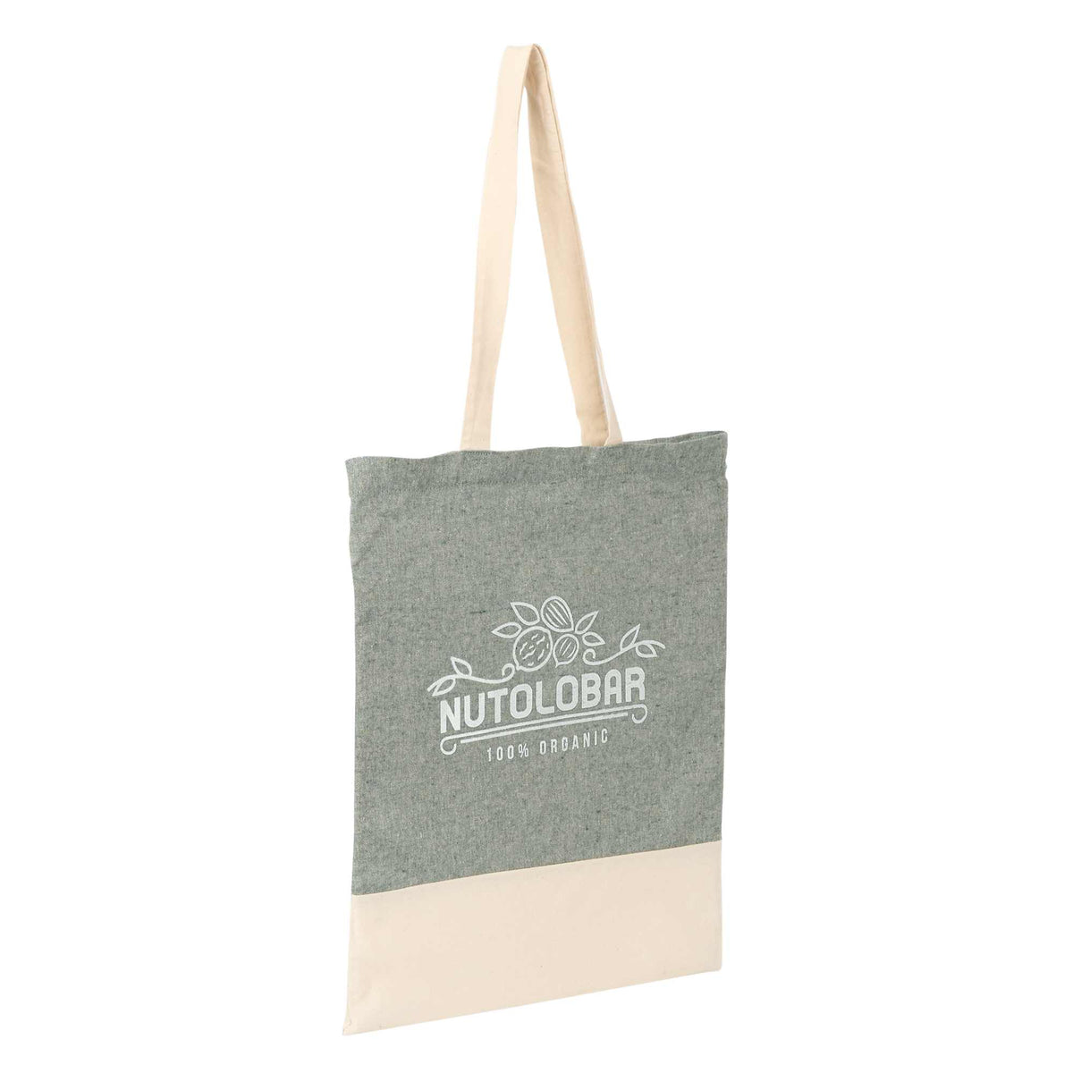 Split Color Block Recycled Convention Tote, 5 oz Transfer - Dark Green - Right Angle