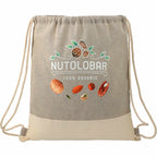 Split Color Block Recycled Cotton Drawstring Bag - Natural/Gray - Front