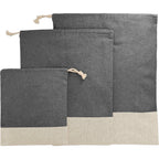 Split Recycled Cotton Pouches, Set of 3 Embroidery - Black - Back