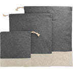 Split Recycled Cotton Pouches, Set of 3 Transfer - Black - Back