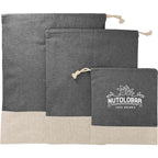 Split Recycled Cotton Pouches, Set of 3 Transfer - Black - Front 2