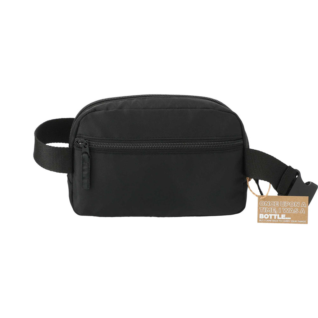 Sport Fanny Pack with Three Zip Compartments, Recycled - Black - Back