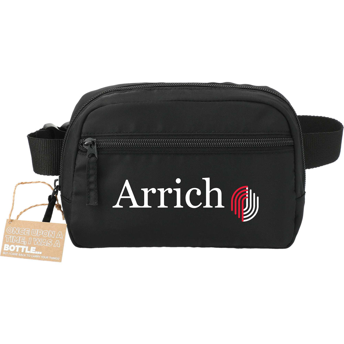 Sport Fanny Pack with Three Zip Compartments, Recycled - Black - Front