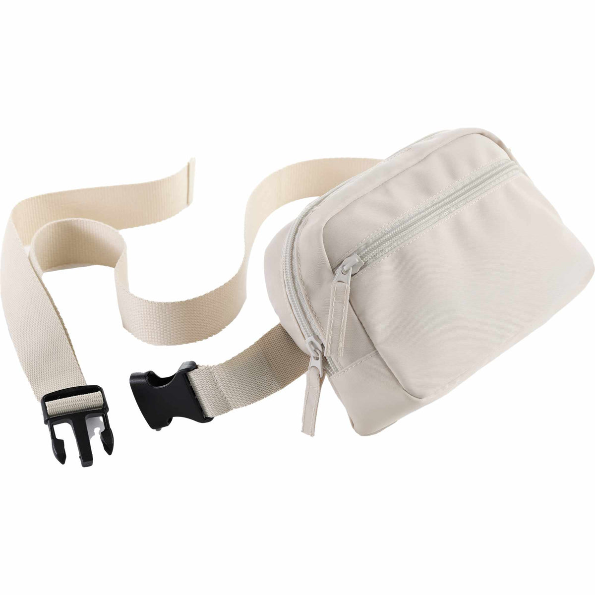 Sport Fanny Pack with Three Zip Compartments, Recycled - Natural - Right Angle