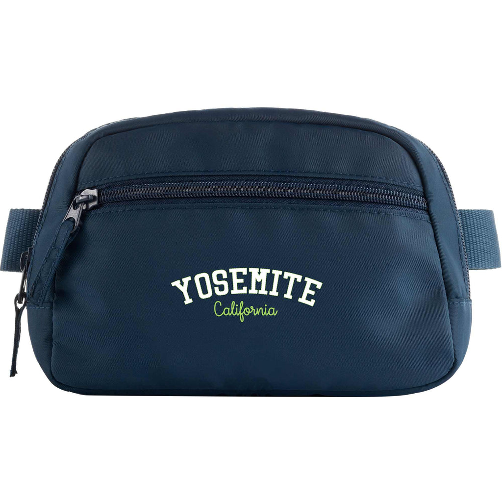 Sport Fanny Pack with Three Zip Compartments, Recycled - Navy - Front