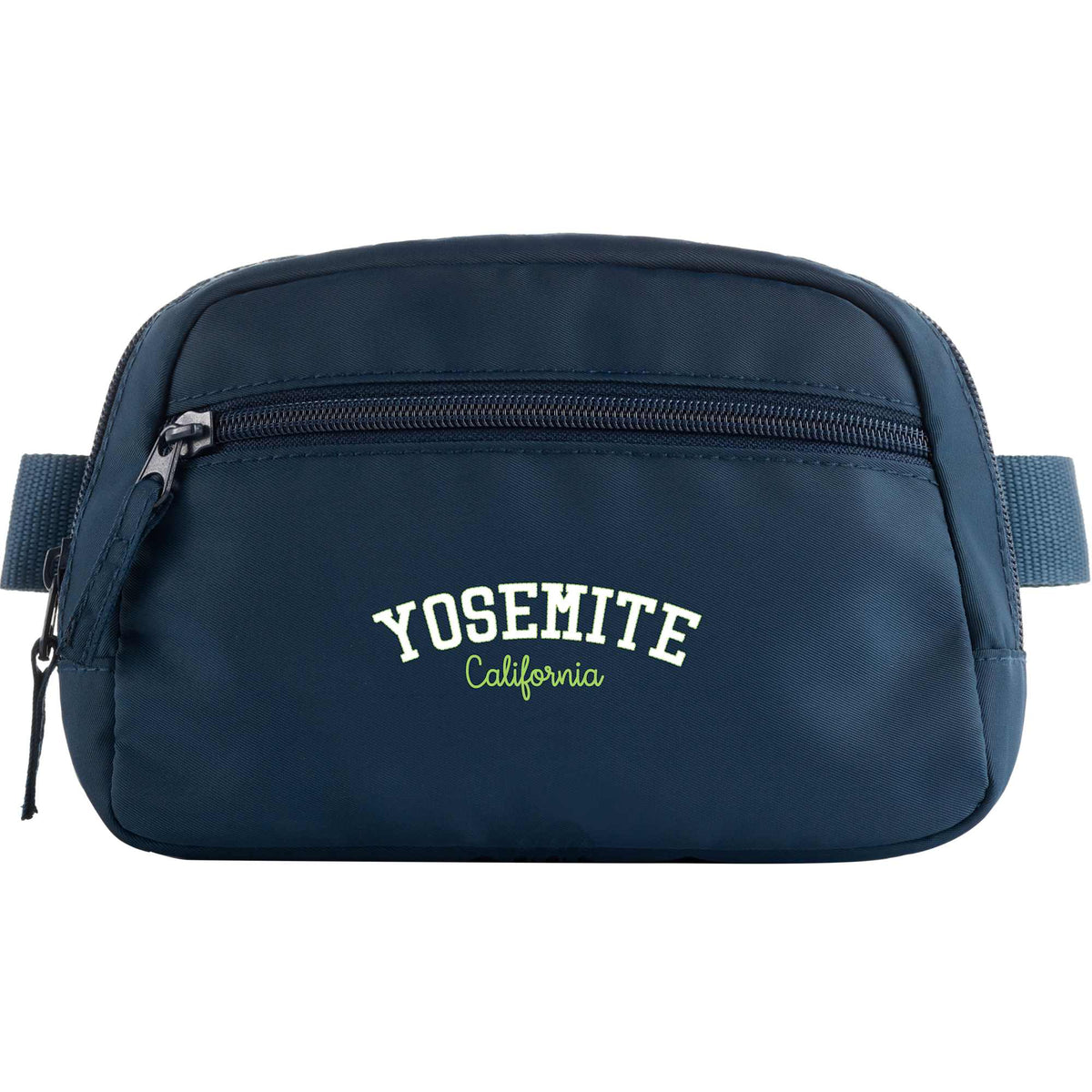Sport Fanny Pack with Three Zip Compartments, Recycled - Navy - Front