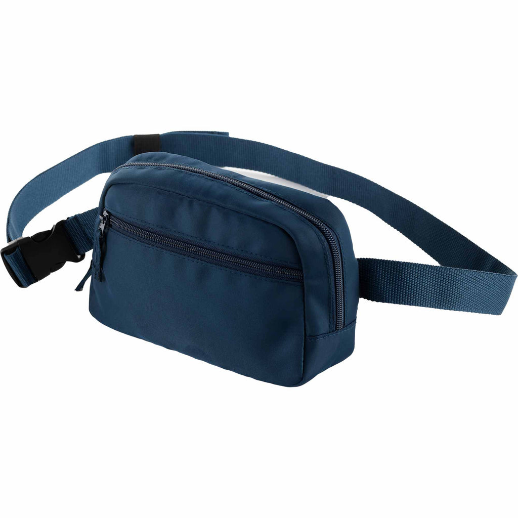 Sport Fanny Pack with Three Zip Compartments, Recycled - Navy - Left Angle