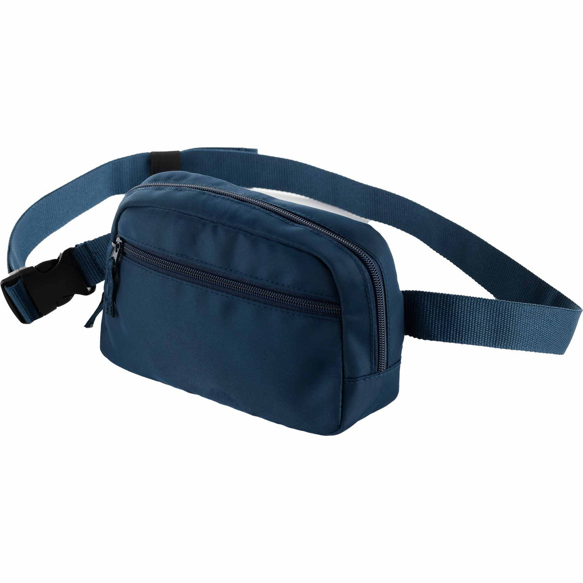 Sport Fanny Pack with Three Zip Compartments, Recycled - Navy - Left Angle