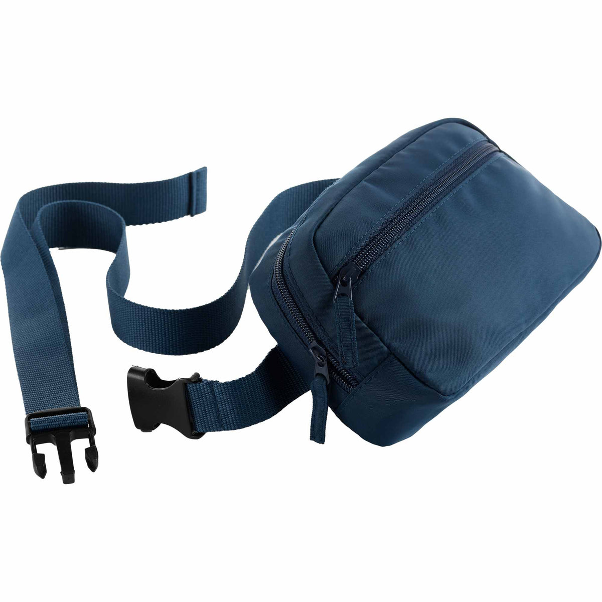 Sport Fanny Pack with Three Zip Compartments, Recycled - Navy - Right Angle