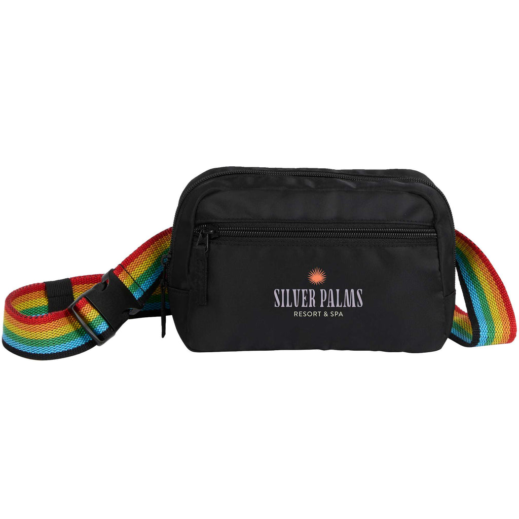 Sport Fanny Pack with Three Zip Compartments, Recycled - Rainbow - Front