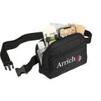 Sport Fanny Pack with Three Zip Compartments, Recycled Transfer - Black - Right Angle 2