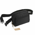 Sport Fanny Pack with Three Zip Compartments, Recycled Transfer - Black - Right Angle 3