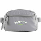 Sport Fanny Pack with Three Zip Compartments, Recycled Transfer - Gray - Front