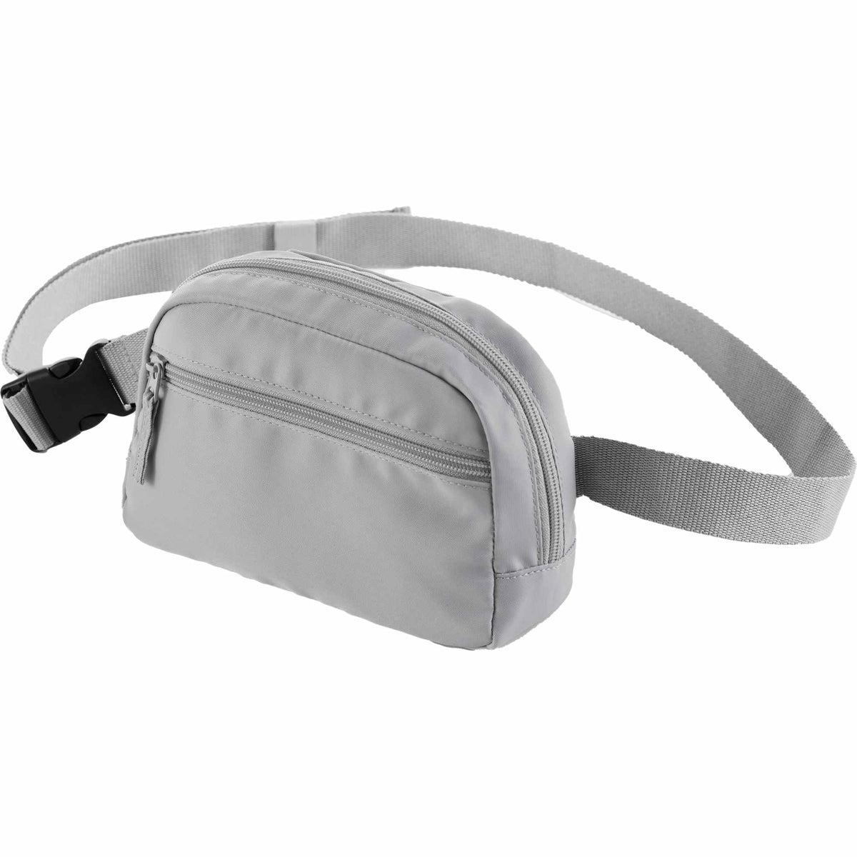 Sport Fanny Pack with Three Zip Compartments, Recycled Transfer - Gray - Left Angle