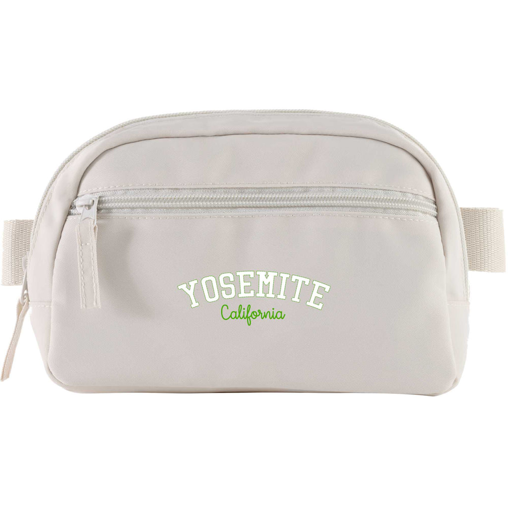 Sport Fanny Pack with Three Zip Compartments, Recycled Transfer - Natural - Front