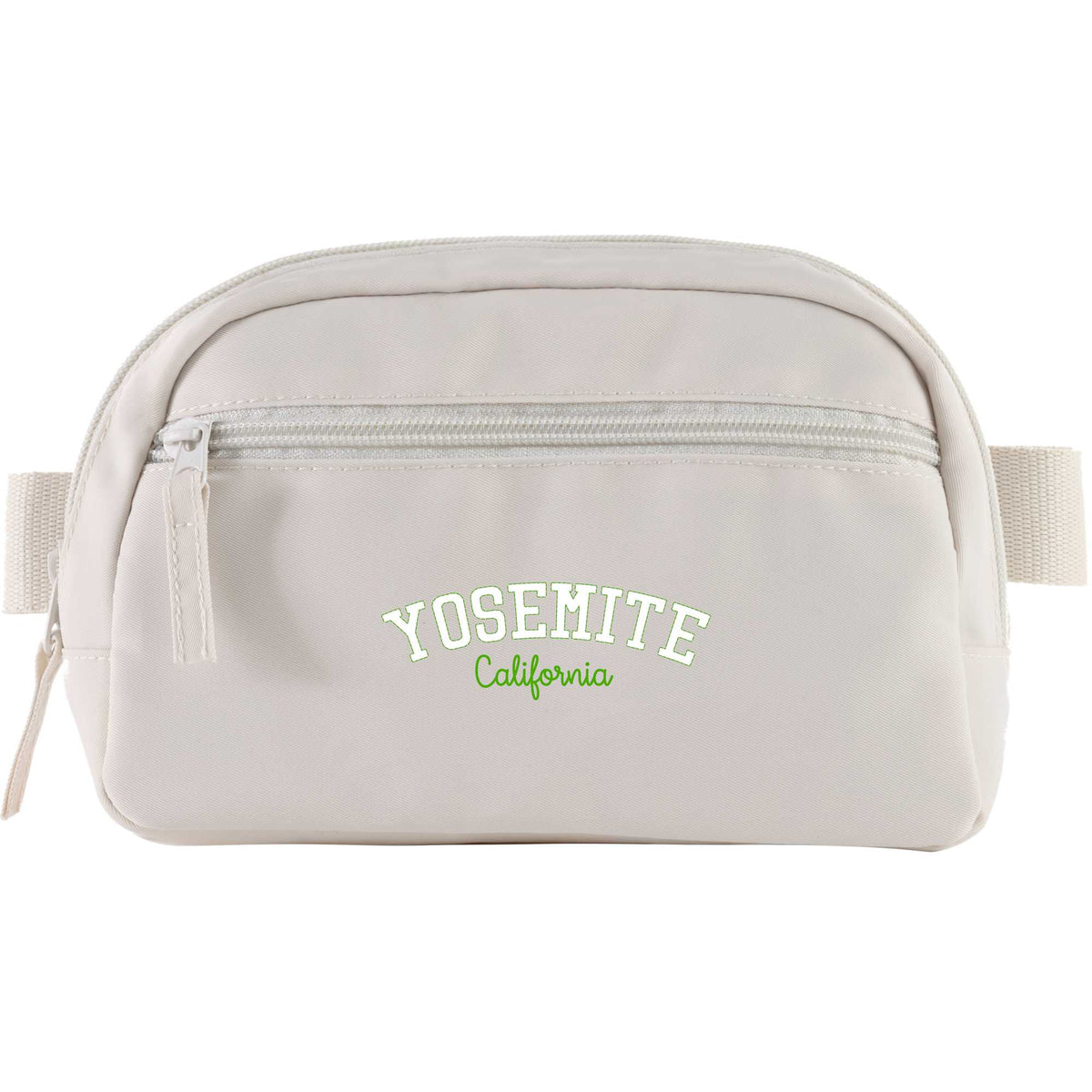 Sport Fanny Pack with Three Zip Compartments, Recycled Transfer - Natural - Front