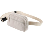 Sport Fanny Pack with Three Zip Compartments, Recycled Transfer - Natural - Left Angle