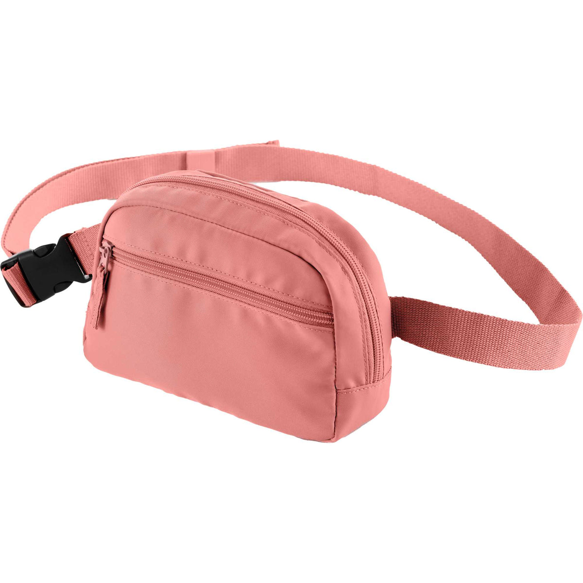 Sport Fanny Pack with Three Zip Compartments, Recycled Transfer - Pink - Left Angle 2