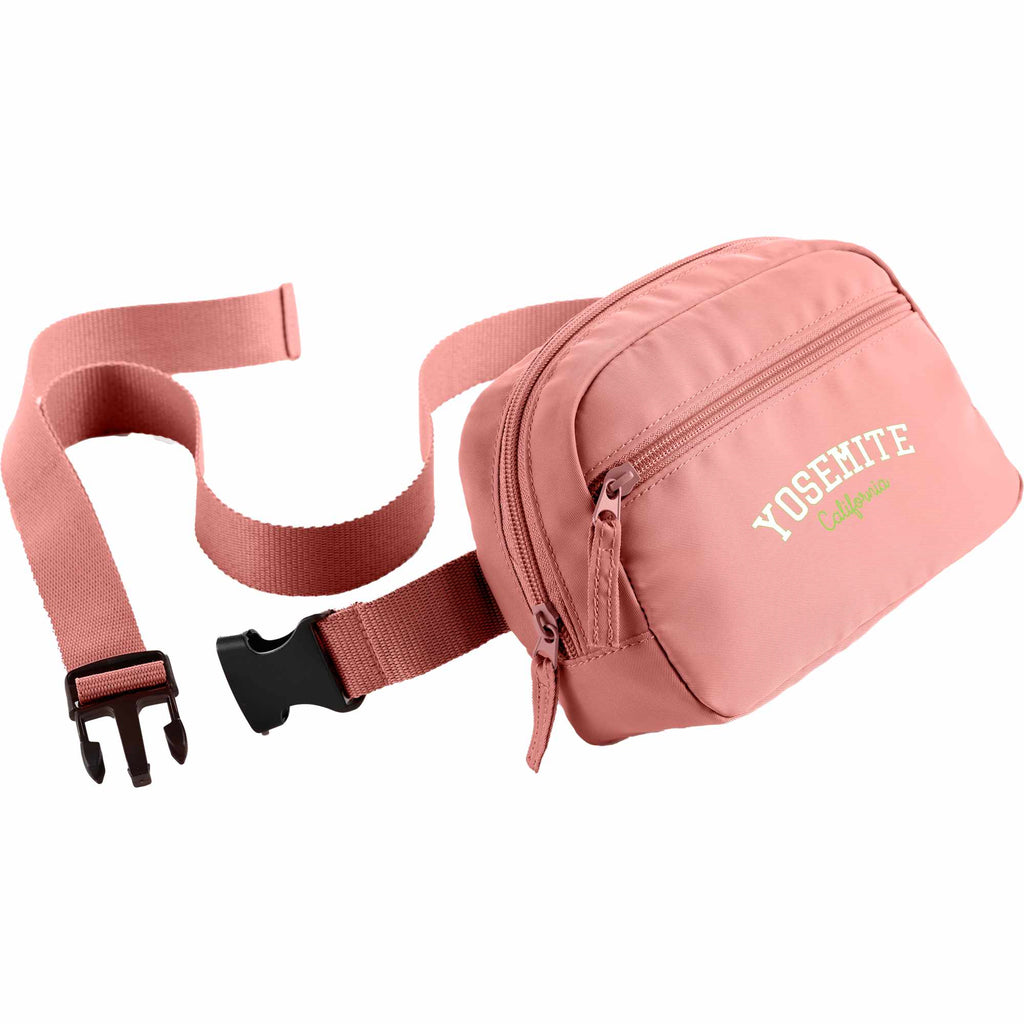 Sport Fanny Pack with Three Zip Compartments, Recycled Transfer - Pink - Right Angle
