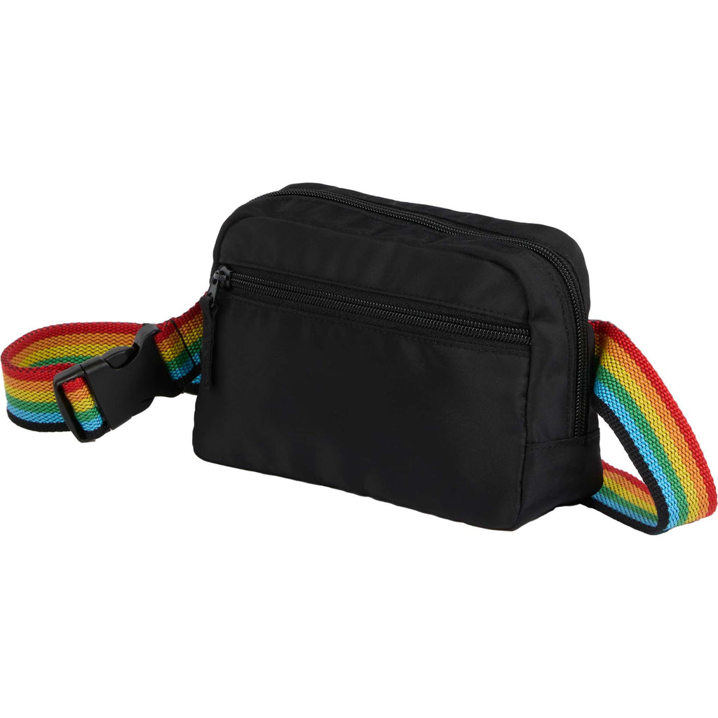 Sport Fanny Pack with Three Zip Compartments, Recycled Transfer - Rainbow - Left Angle