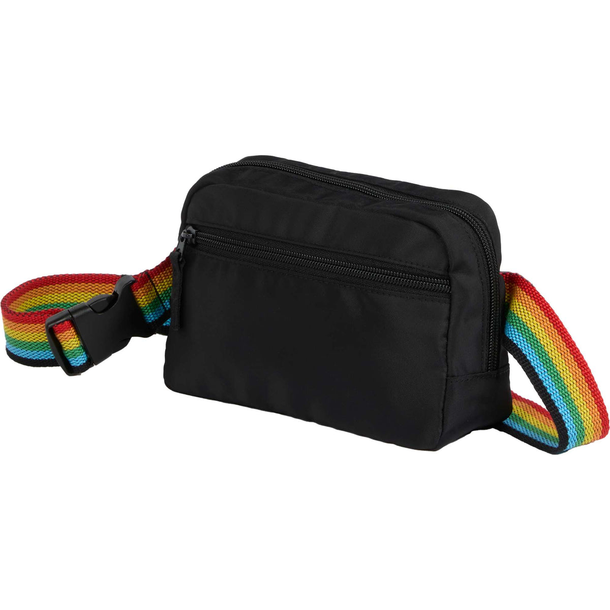 Sport Fanny Pack with Three Zip Compartments, Recycled Transfer - Rainbow - Left Angle