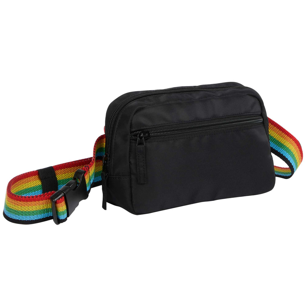 Sport Fanny Pack with Three Zip Compartments, Recycled Transfer - Rainbow - Right Angle