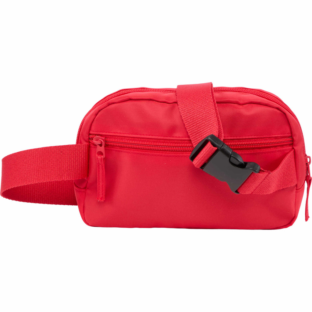 Sport Fanny Pack with Three Zip Compartments, Recycled Transfer - RED - Back