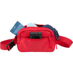 Sport Fanny Pack with Three Zip Compartments, Recycled Transfer - RED - Propped