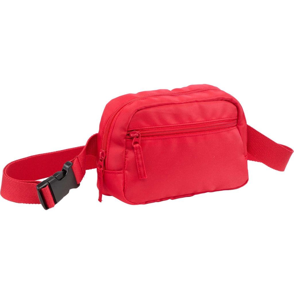 Sport Fanny Pack with Three Zip Compartments, Recycled Transfer - RED - Right Angle