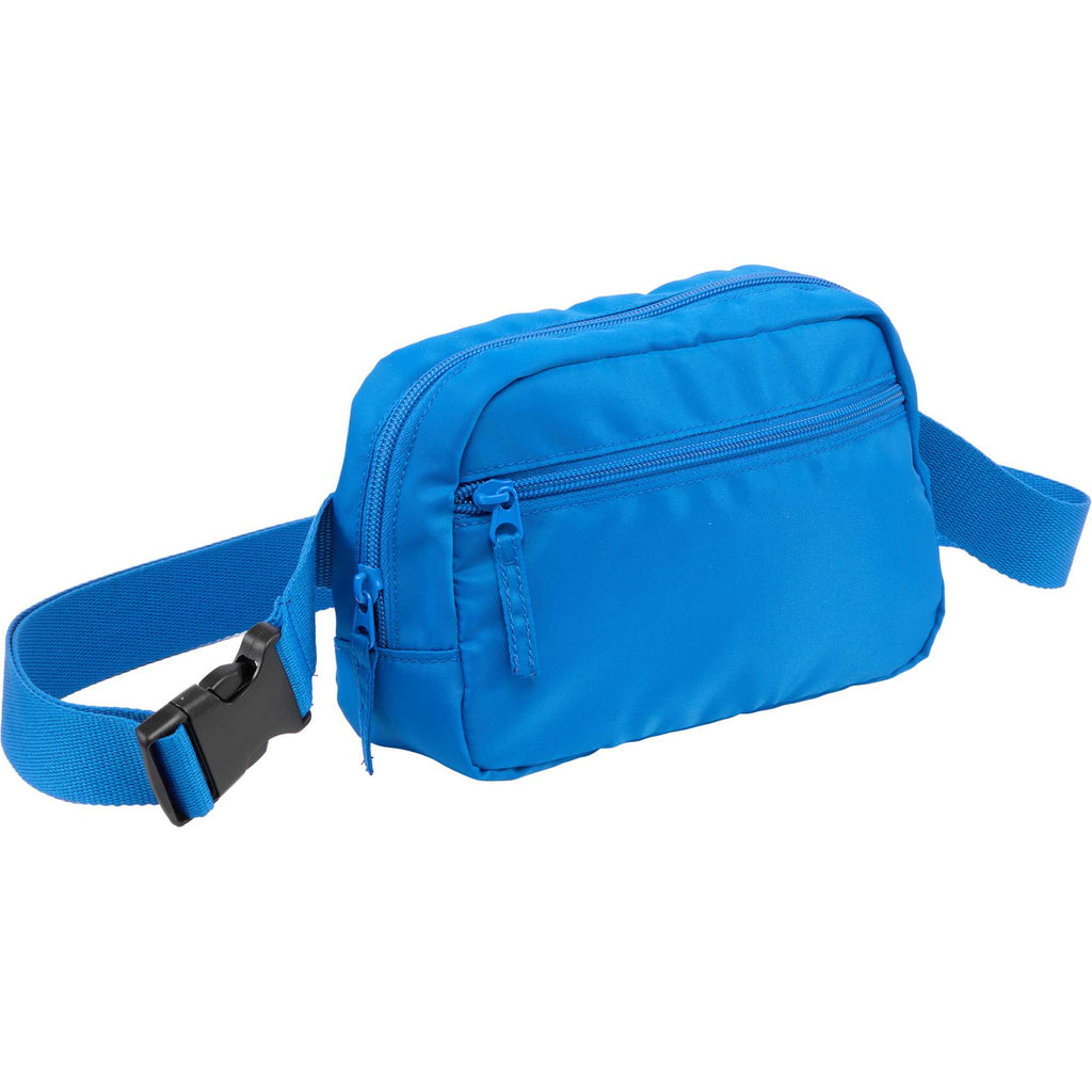 Sport Fanny Pack with Three Zip Compartments, Recycled Transfer - Royal - Right Angle 2