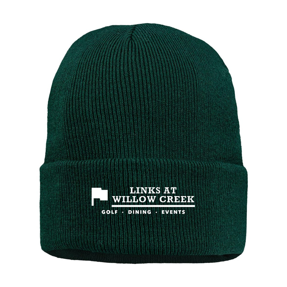 Sportsman 12" Jersey Lined Cuffed Beanie Embroidery - Forest Green - Front