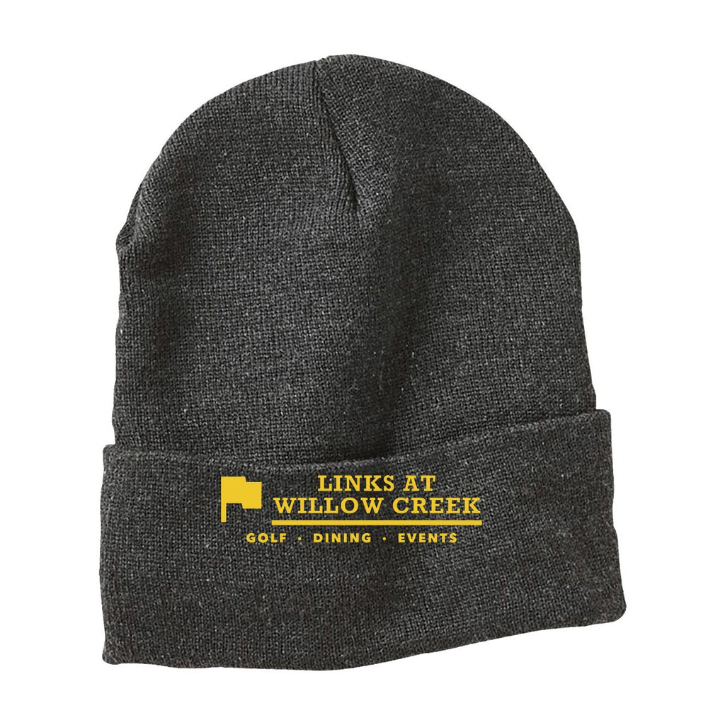 Sportsman 12" Jersey Lined Cuffed Beanie Embroidery - Heather Charcoal - Front