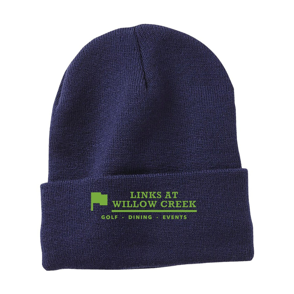 Sportsman 12" Jersey Lined Cuffed Beanie Embroidery - Navy - Front