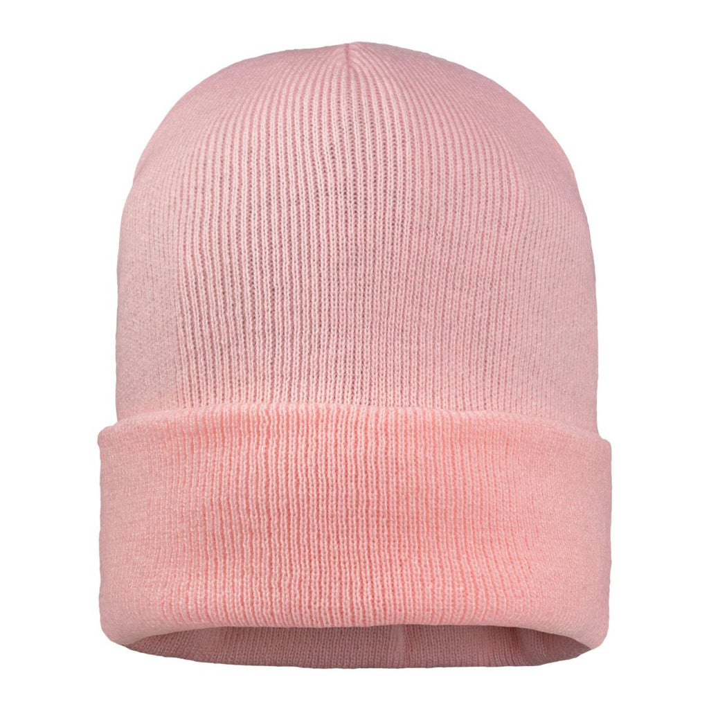 Sportsman 12" Jersey Lined Cuffed Beanie Embroidery - Pink - Back