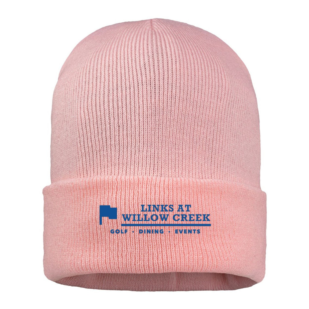 Sportsman 12" Jersey Lined Cuffed Beanie Embroidery - Pink - Front