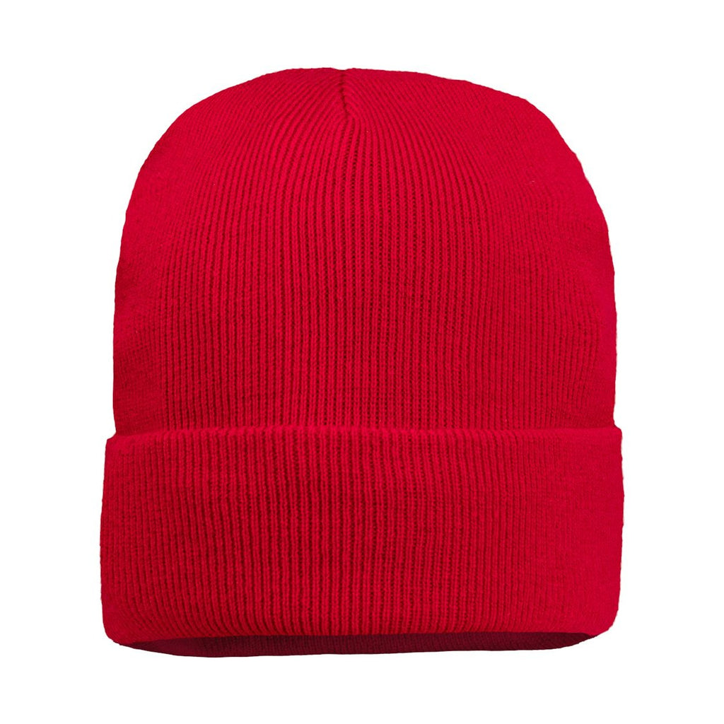 Sportsman 12" Jersey Lined Cuffed Beanie Embroidery - Red - Back