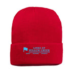 Sportsman 12" Jersey Lined Cuffed Beanie Embroidery - Red - Front