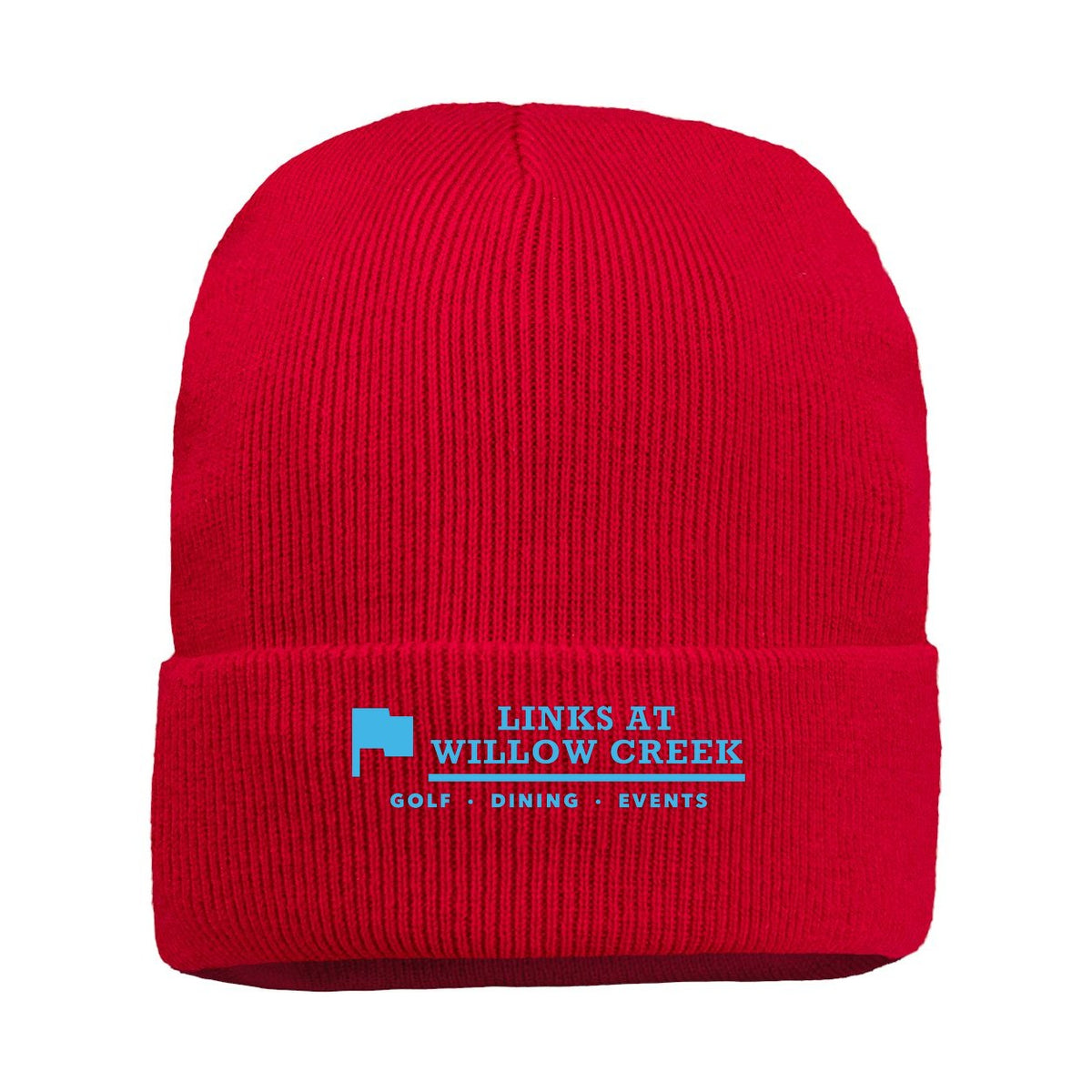 Sportsman 12" Jersey Lined Cuffed Beanie Embroidery - Red - Front
