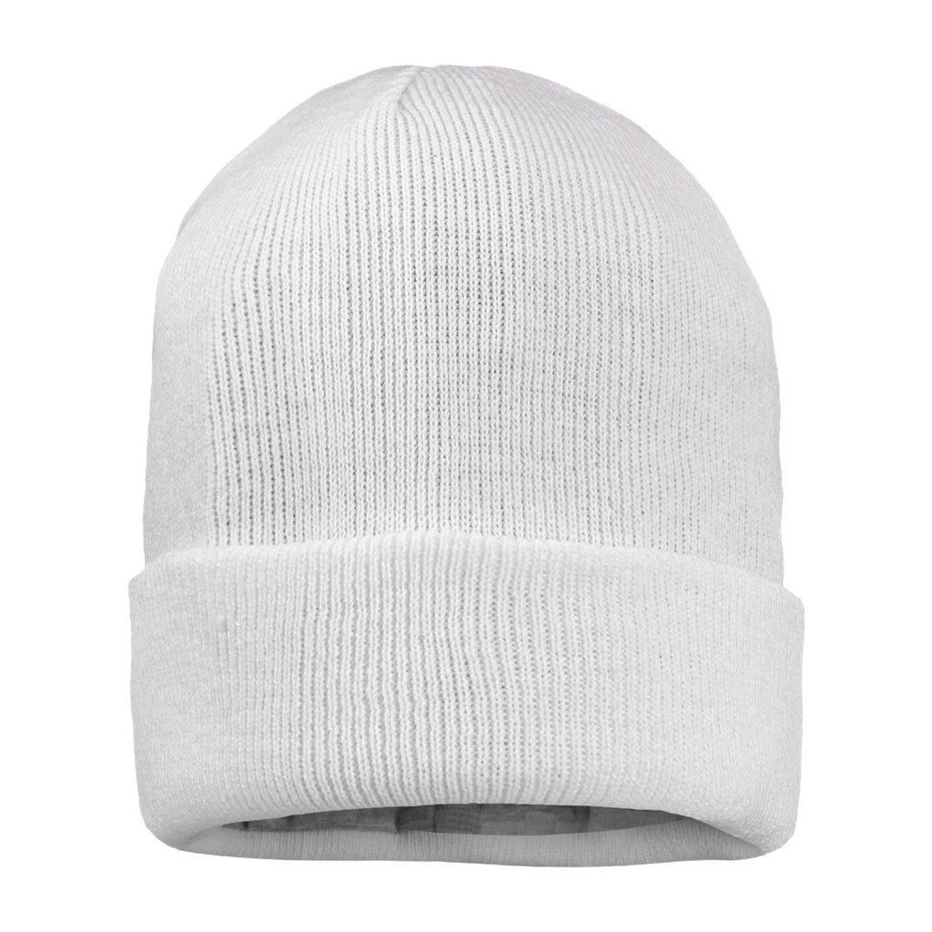 Sportsman 12" Jersey Lined Cuffed Beanie Embroidery - White - Back