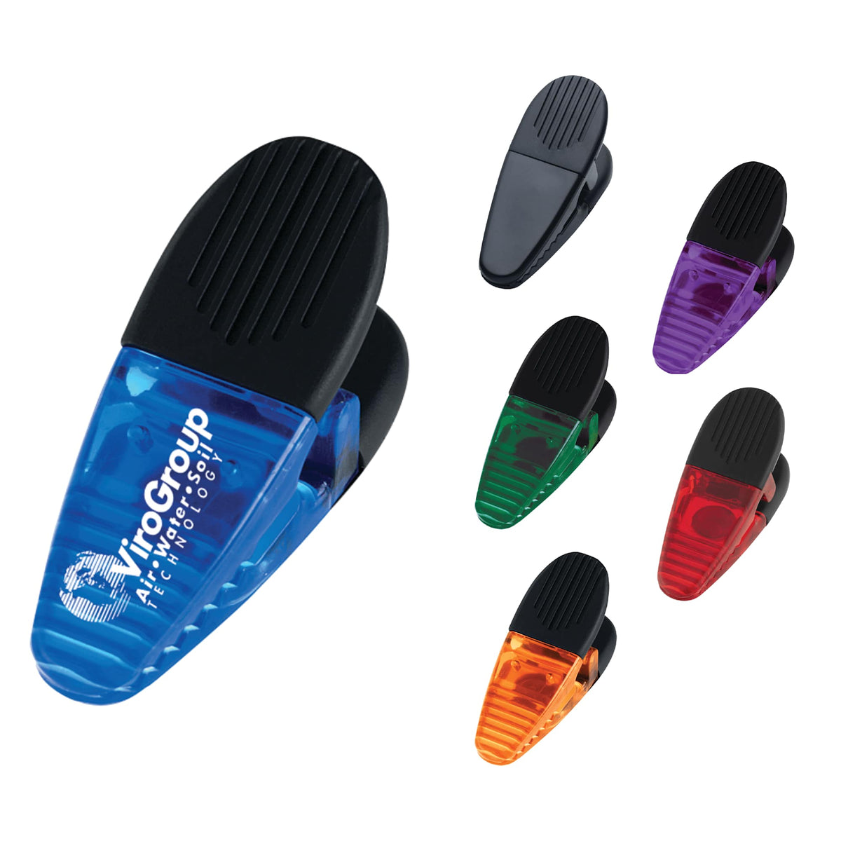 Spring Loaded Magnetic Memo Clip Full Color - Transparent Blue - Front Group