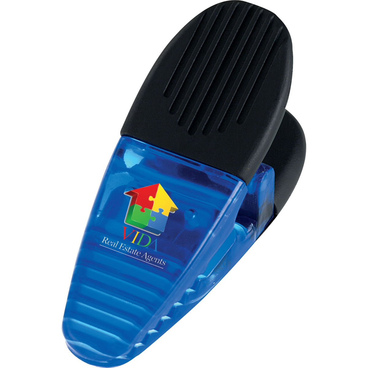 Spring Loaded Magnetic Memo Clip - Transparent Blue - Photo