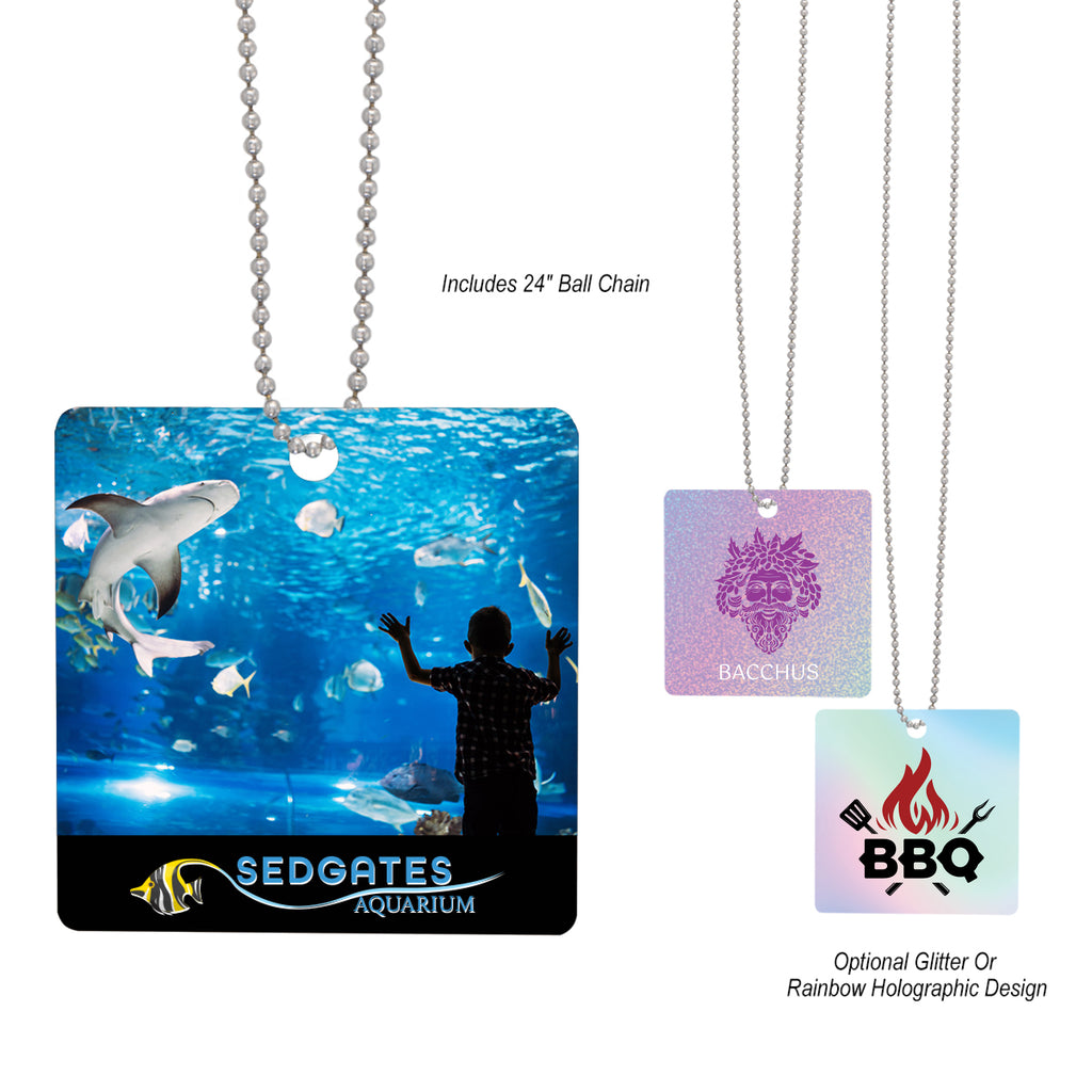 Square Acrylic Charm on a Chain - Acrylic Charm With Chain - Square